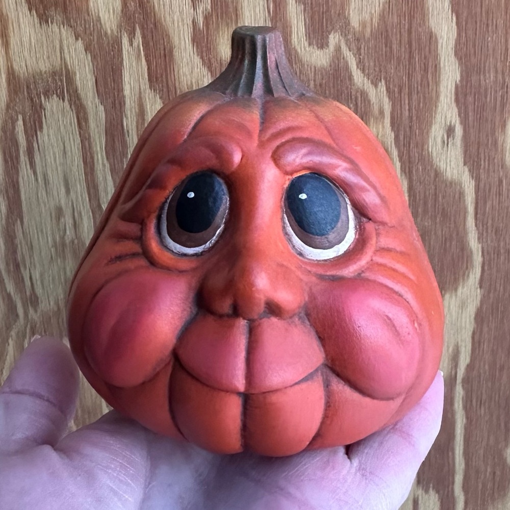 Vintage anthropomorphic ceramic Jack o lantern pumpkin